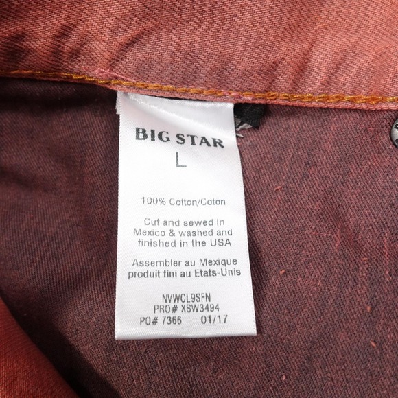 New! BIG STAR Boyfriend Shorts Womens Size L Orange Denim Fringe 35" Waist - Picture 8 of 9